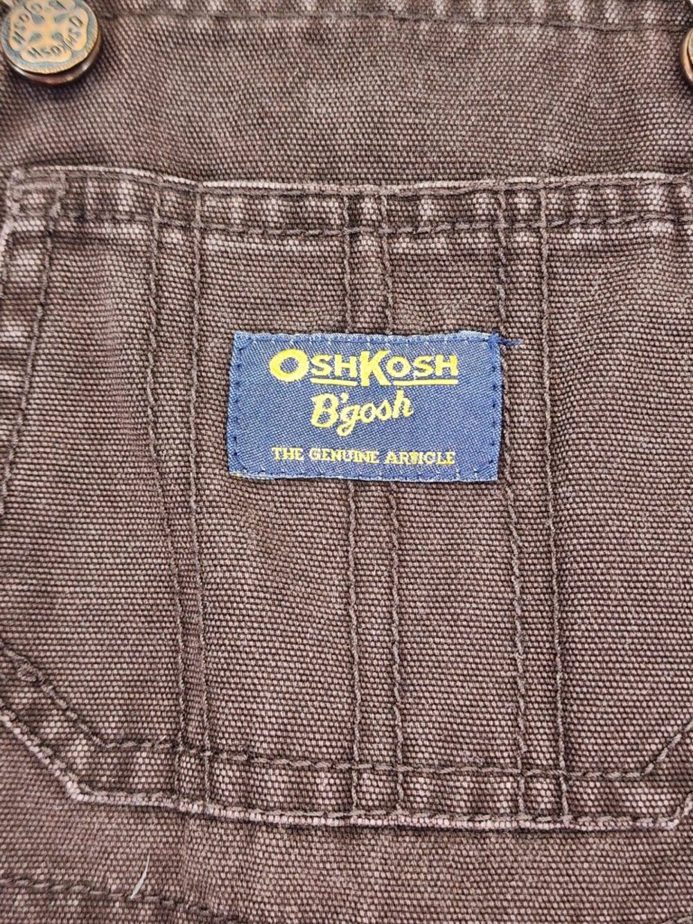 OshKosh Bgosh Vestbak Boys Overall Bibs 12 Months Brown Vintage - Picture 4 of 9